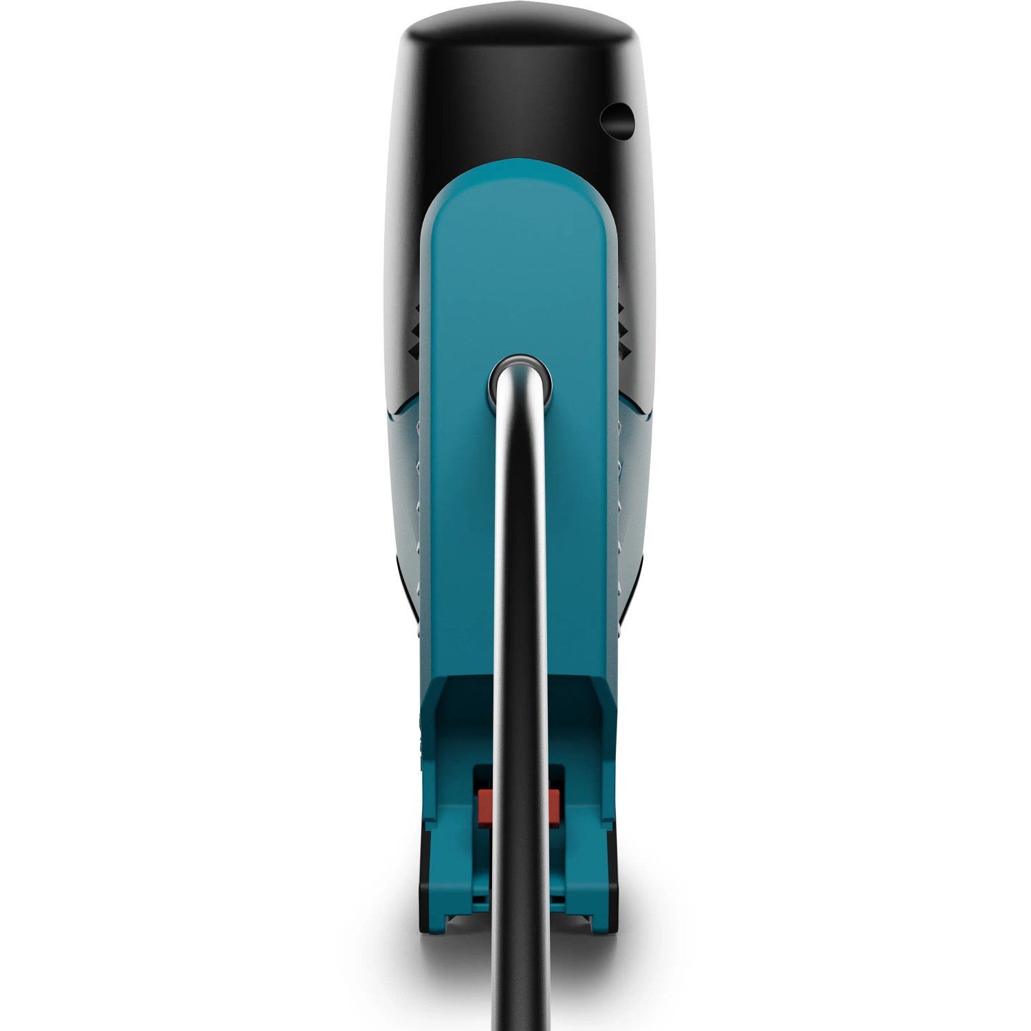 Novus Elektrotacker J-120 in Türkis und Schwarz, Rückansicht.
