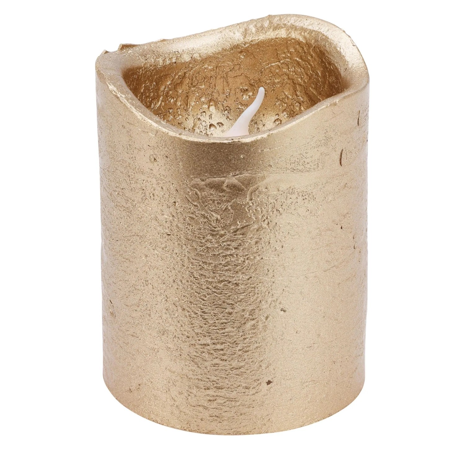 Kerze mit Flackernder LED und Timerfunktion 5 cm x 5 cm x 6,5 cm Gold