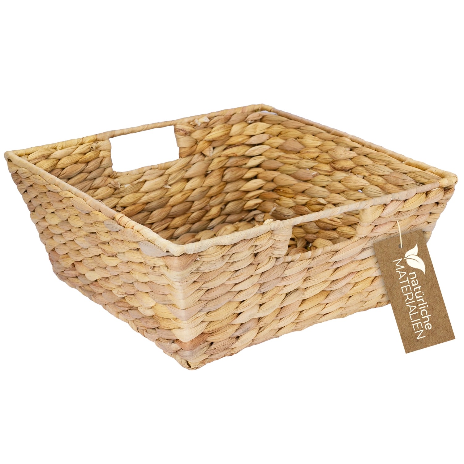 HMF 37269-30CM Geschenkkorb Leer Aufbewahrungskorb Geflochten Wasserhyazinthe 30 x 30 x 12 cm