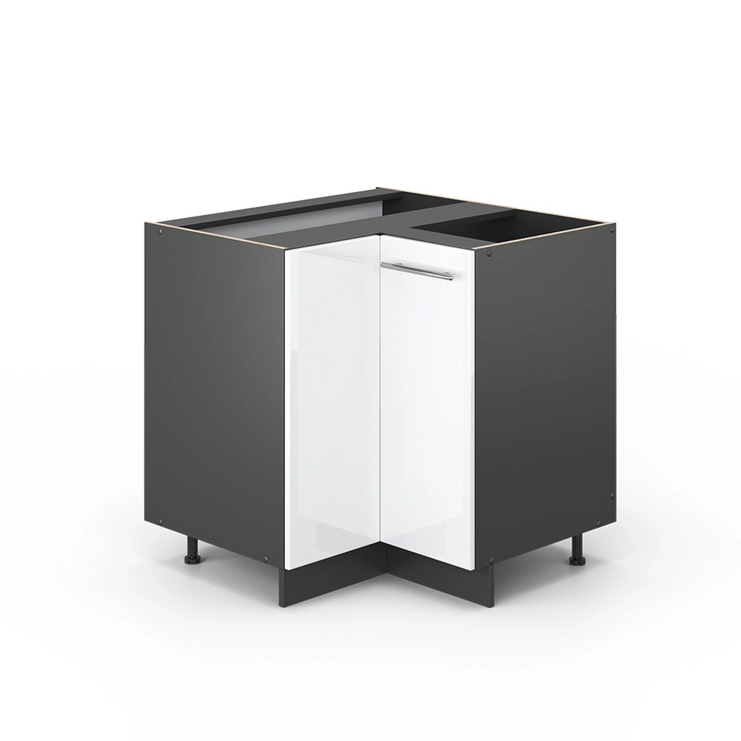 Vicco Eckunterschrank Fame-Line Weiß Hochglanz/Anthrazit 81 cm ohne Arbeitsplatte