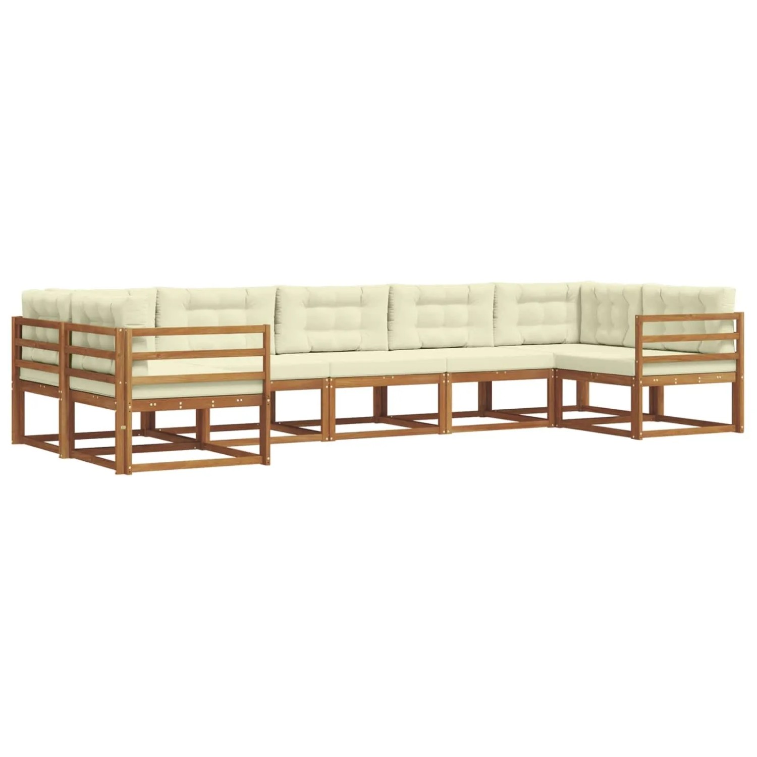vidaXL Outdoor-Sofagarnitur mit Kissen 7-Tlg Natur und Creme 3368088