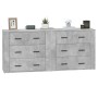 vidaXL Sideboards, 2 Stk., Betongrau, Holzwerkstoff, je mit drei Schubladen.