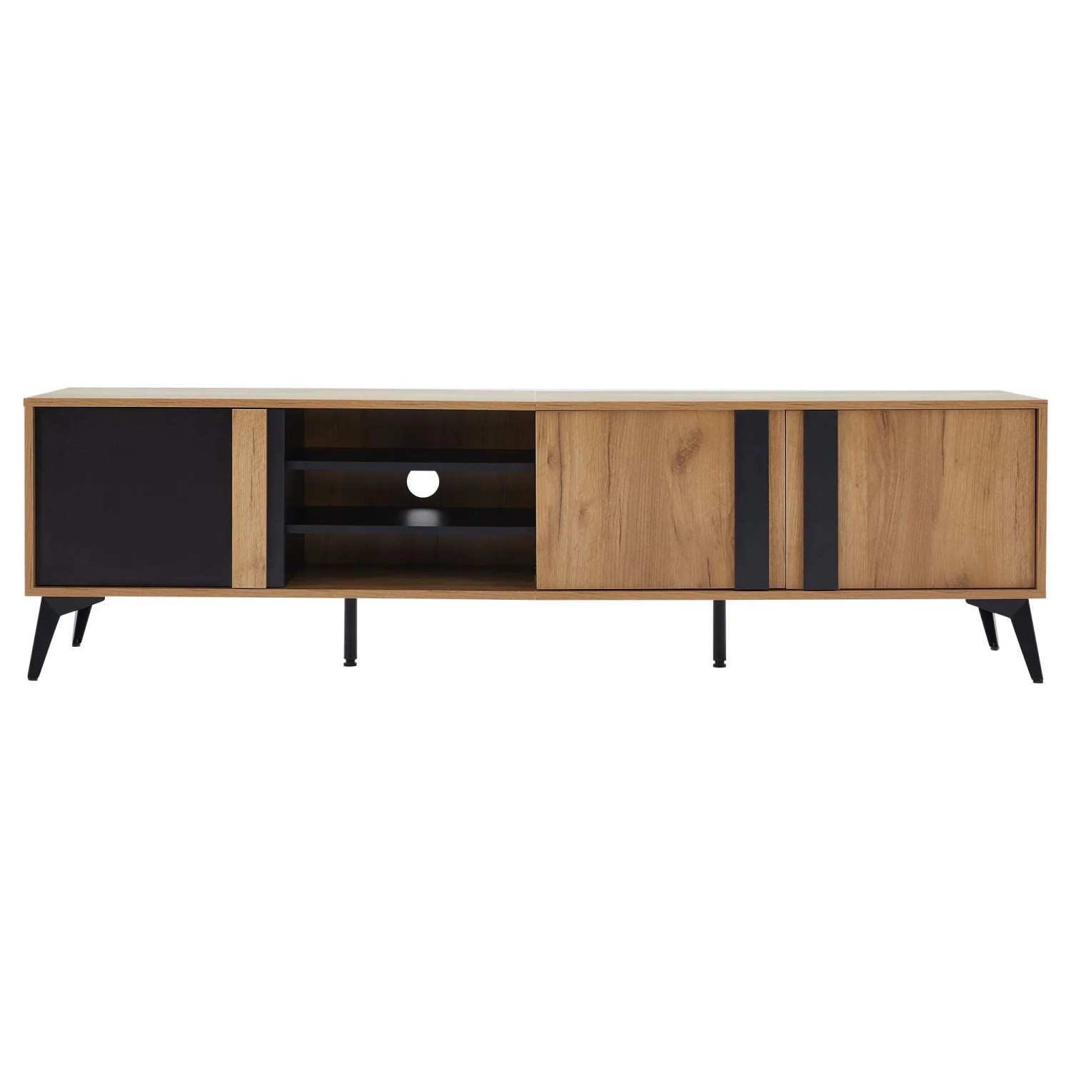 okwish TV Schrank mit Tür Offenem Fach Rustikal 180x40x50cm Braun