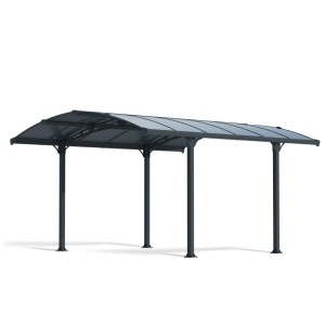 Canopia Pavillon Tuscon 3.6 x 4.4 in Anthrazit, Carport mit Doppelstegplatten und Stahlrahmen.