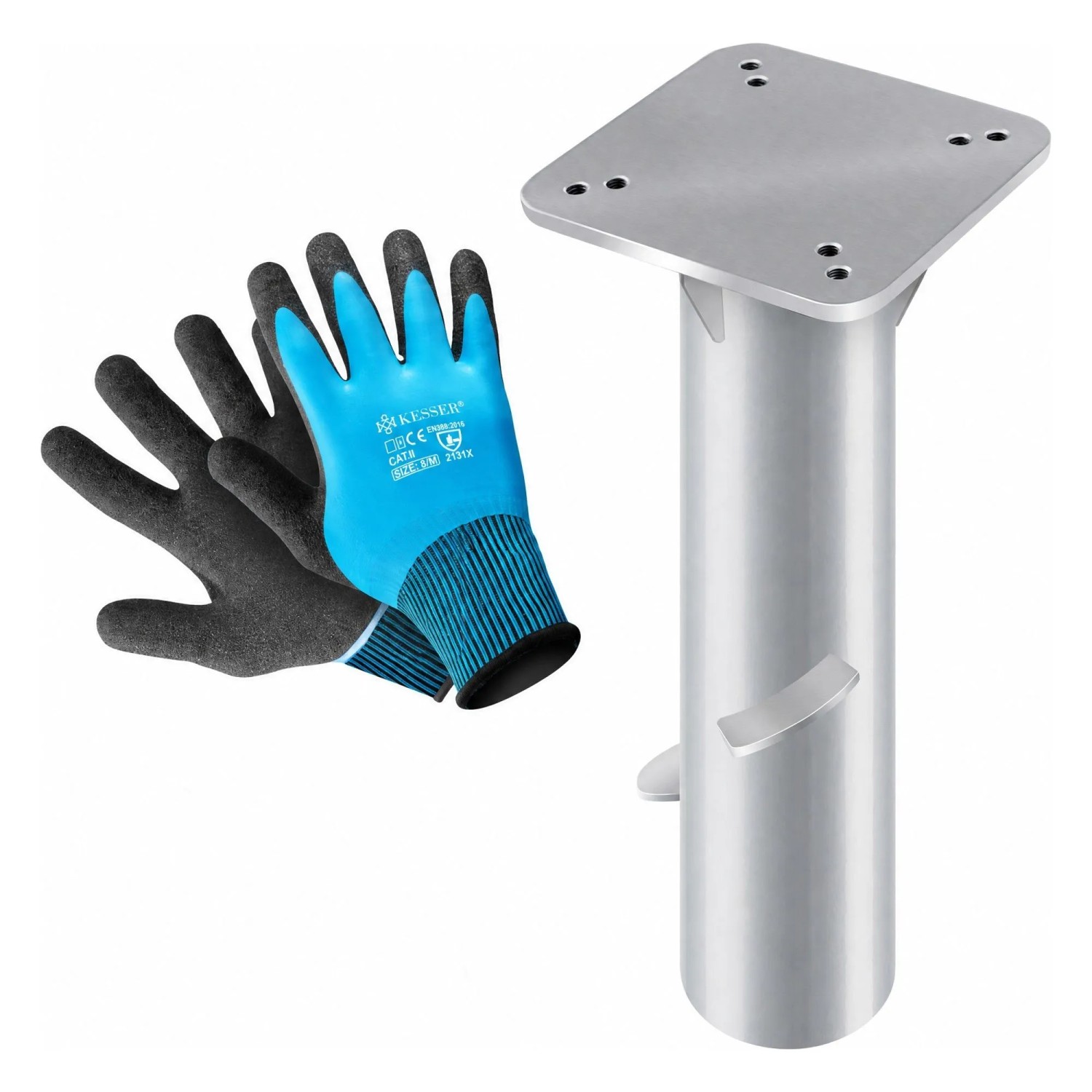 KESSER Bodenplatte für Sonnenschirm Metall 16 x 16 cm Silber