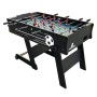 Schwarzer, faltbarer Cougar Tischkicker Scorpion Kick TS mit rot-blauen Spielfiguren.