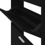Schwarzer vidaXL Schuhschrank (59x17x108 cm) mit offener Klappe, aus Holzwerkstoff.