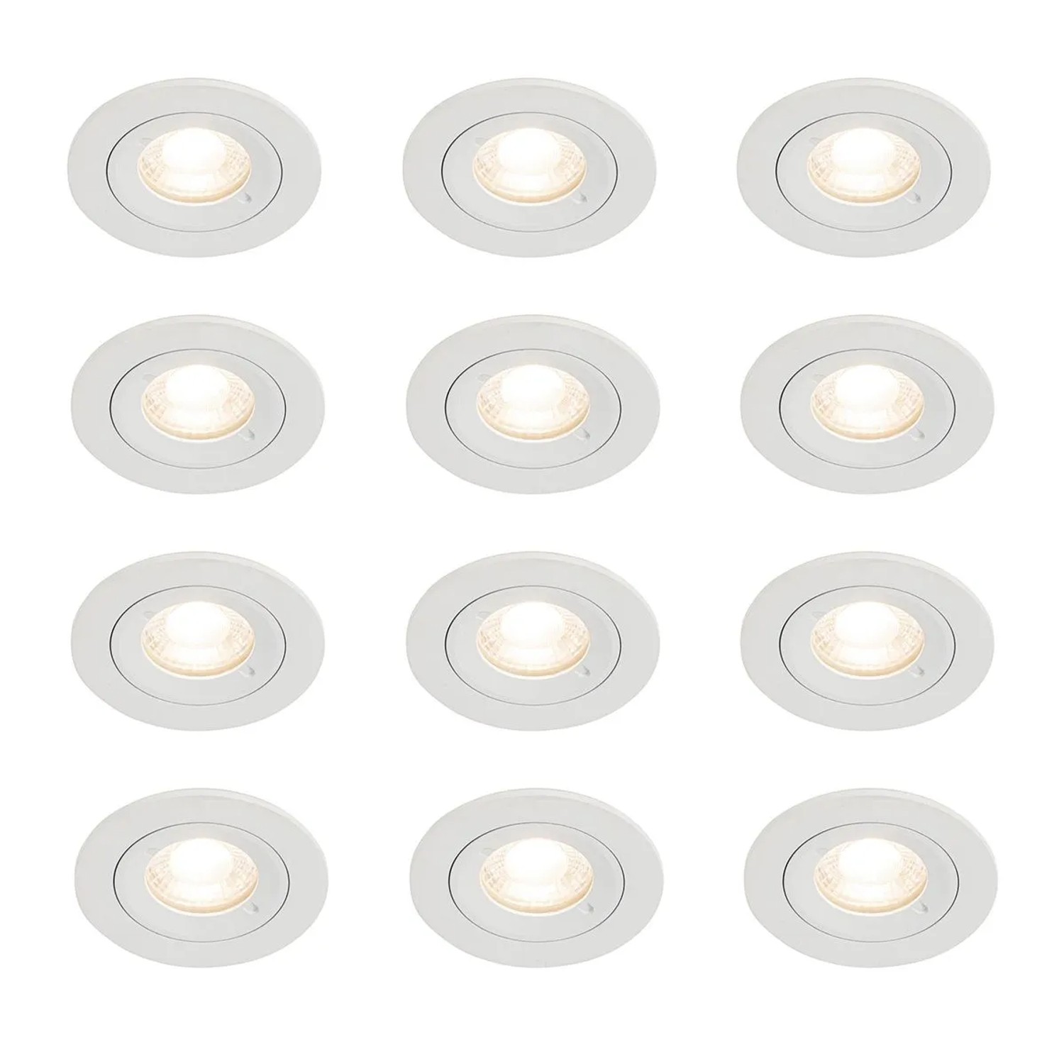 QAZQA Set mit 12 Weißen Runden GU10 Einbauleuchten 50 mm IP44 Xena