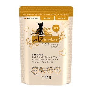 Catz Finefood Kitten Nassfutter Rind & Kalb, 85g Packung. Alleinfutter für junge Katzen.