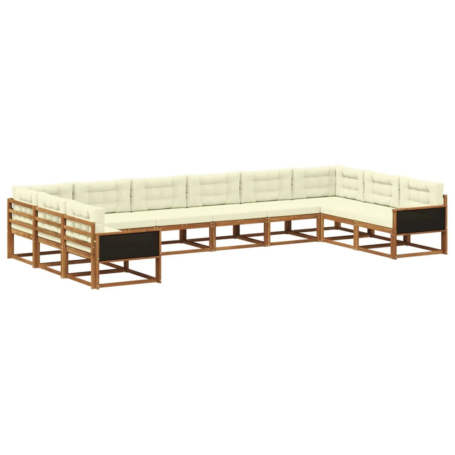 vidaXL Outdoor-Sofagarnitur mit Kissen 10 Stk Natur und Creme 3382913