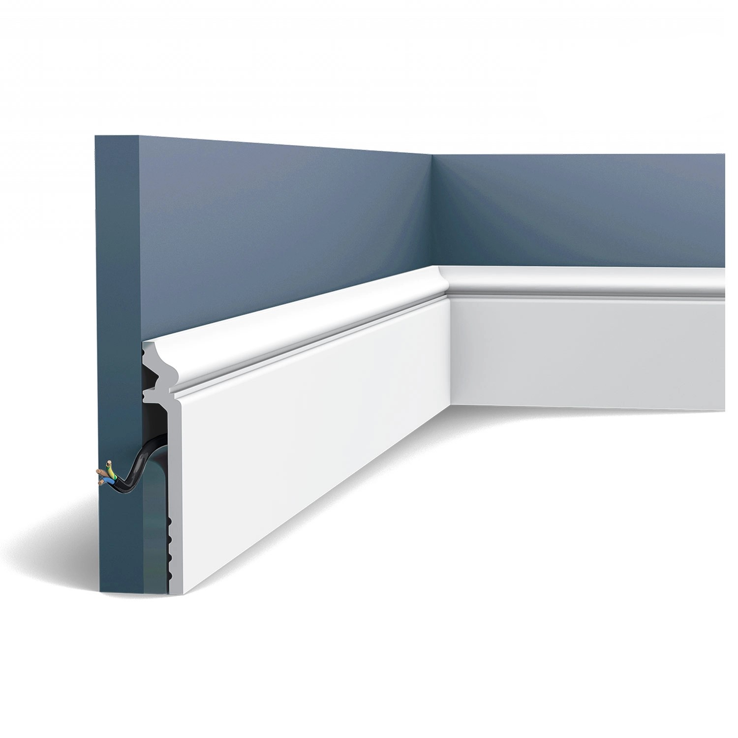 Thumbnail - ORAC DECOR SX186 LUXXUS CONTOUR Sockelleiste Zierleiste Stuckleiste 2 m 200 cm x 2,2 cm x 13,8 cm Weiß