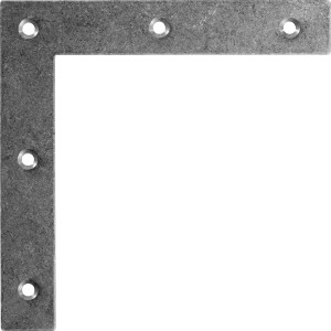 Eckwinkel aus Edelstahl, flach, 120x120x20 mm, mit Bohrlöchern zur einfachen Montage.