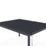 Freistehende, graue Cazeboo Piana Bioklimatische Pergola 4x3m aus Aluminium mit Stahl-Lamellen.