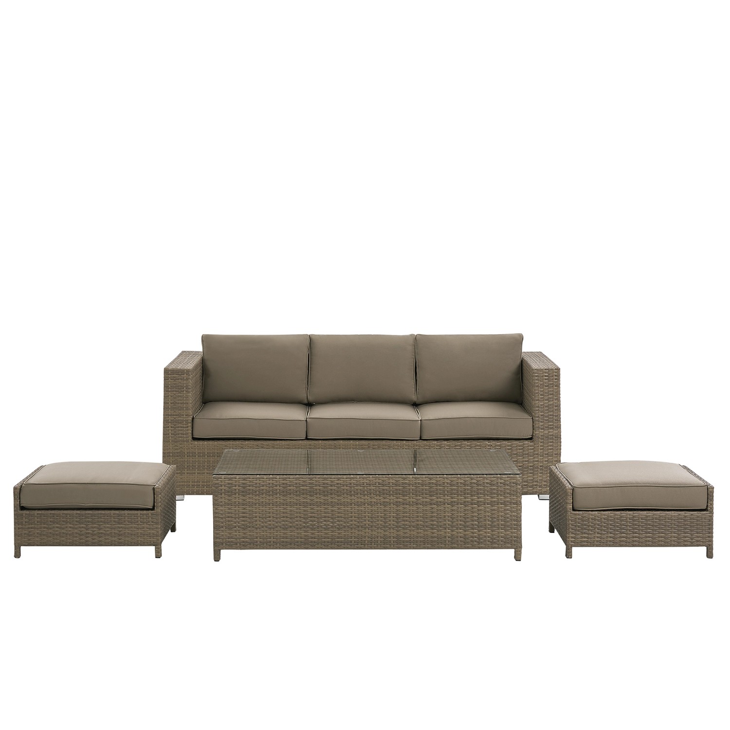 Beliani Lounge Set BELLUNO Braun Silber 77x191x66