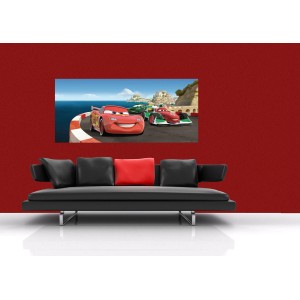 Disney Cars Fototapete mit Lightning McQueen, Rot, Blau, Grün, 202x90 cm.