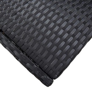 Detailaufnahme: Schwarzes Poly Rattan Geflecht des vidaXL Garten-Bar-Sets.