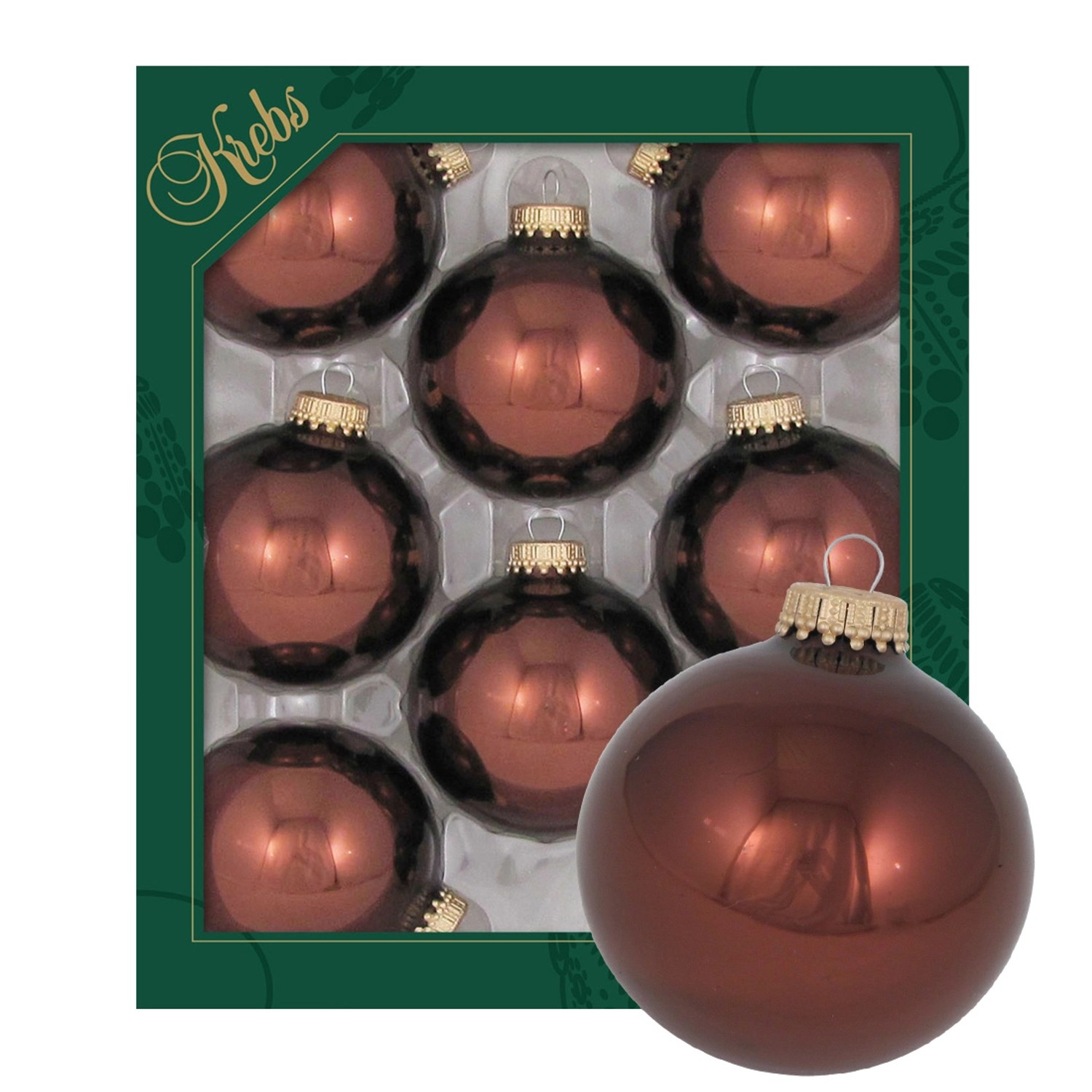 Krebs Glas Lauscha Weihnachtskugeln Uni-Design Thalia Braun 7cm