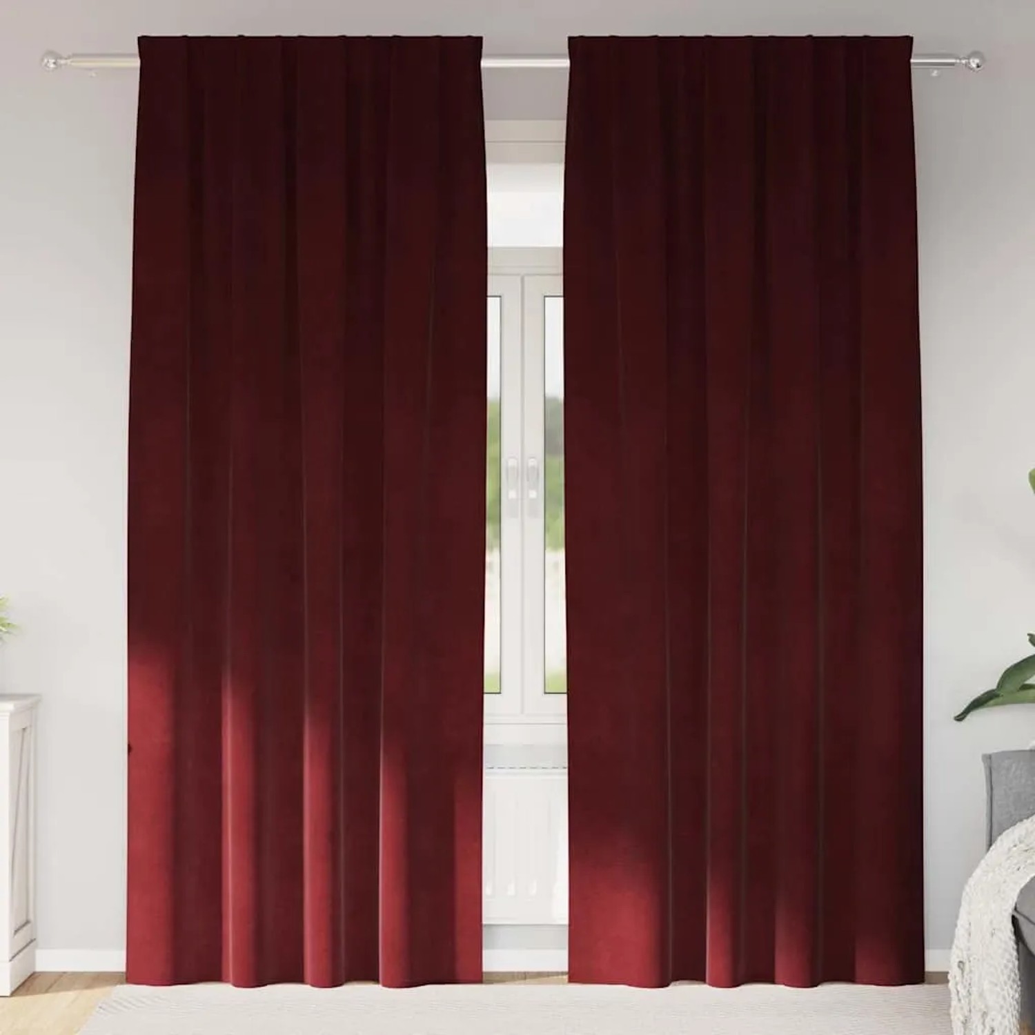 vidaXL Vorhänge 2 Stk Weinrot 140 x 245 cm Samt 4107306_2