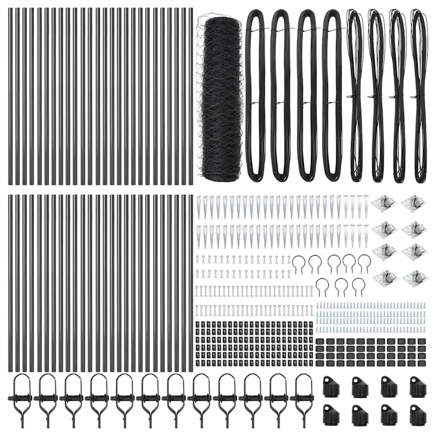 vidaXL Zaunpfosten Grau 100 x 0,5 m 36 mm Maschenweite Stahl und PVC 335329 günstig online kaufen