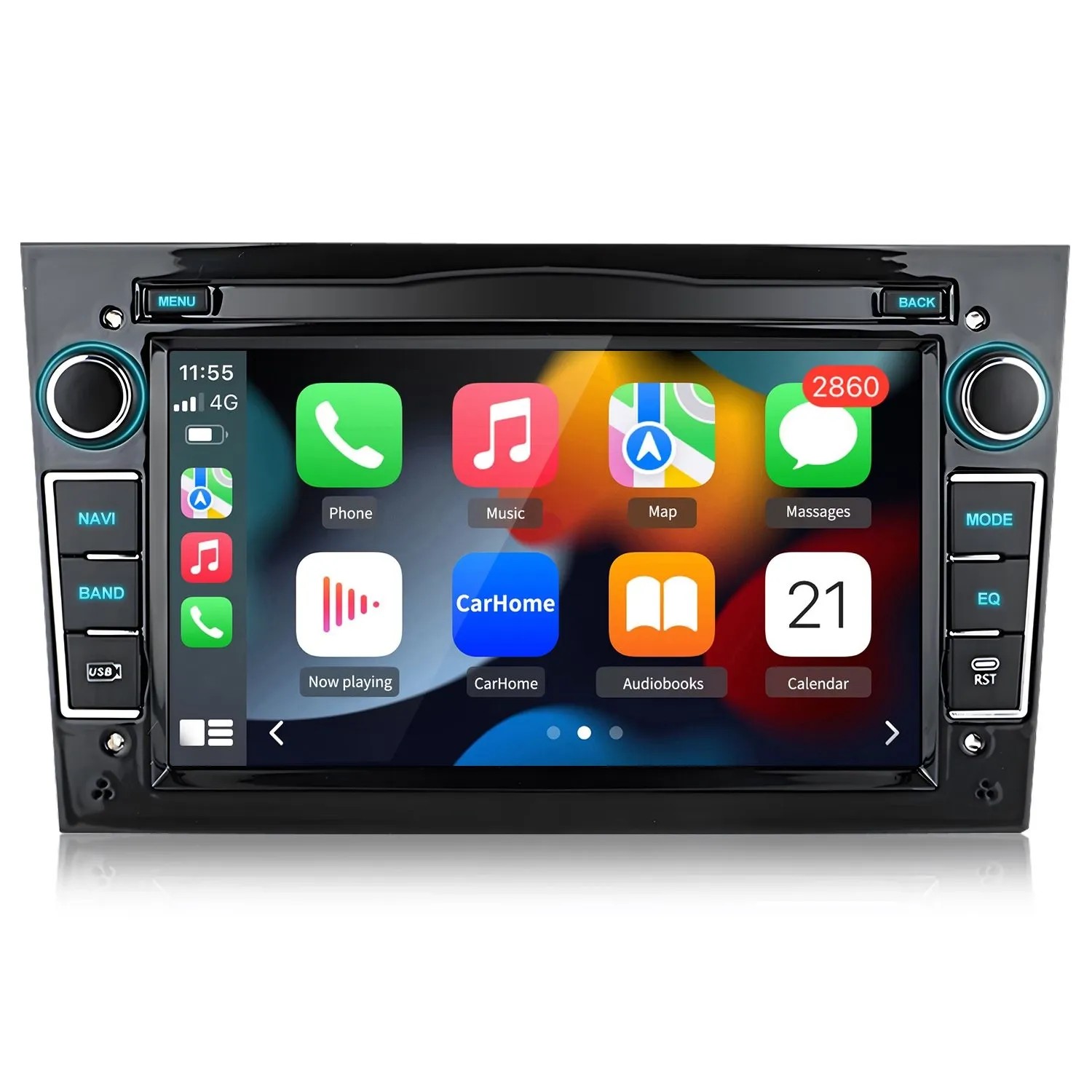 Junsun Opel CarPlay Android-Autoradio  Glänzend Schwarz