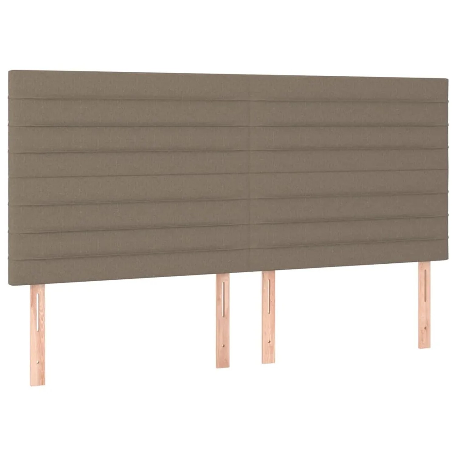 Boxspringbett vidaXL in Taupe, 180x200 cm, Stoffbezug. Bett mit Kopfteil und Holzfüßen.