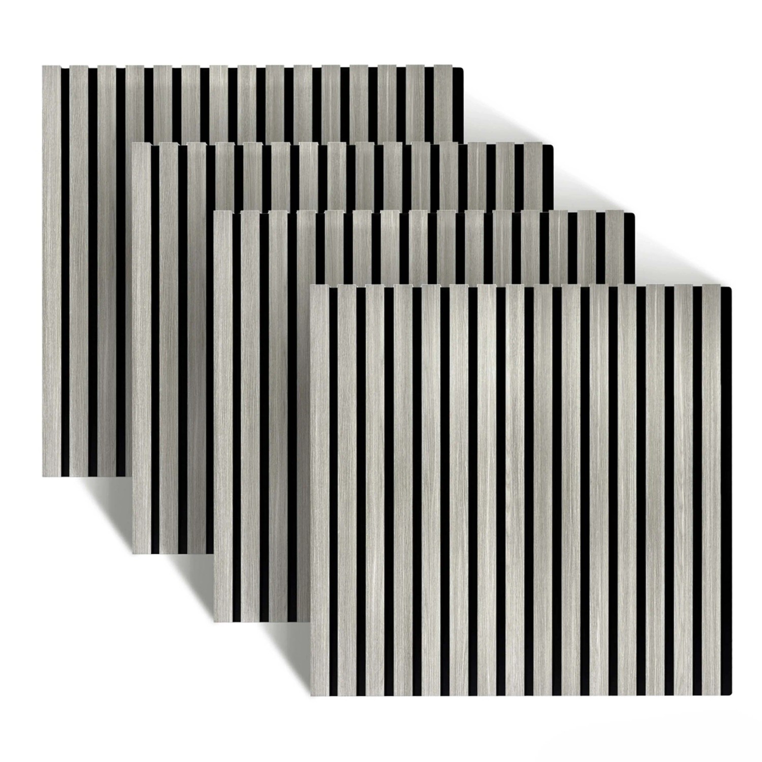 Relaxdays Akustikpaneele 4er Set MDF Eiche Hellgrau Schallabsorbierend Zuschneidbar 60 cm x 60 cm x 1,8 cm