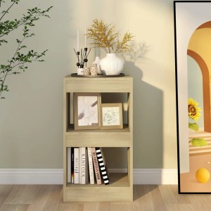 VidaXL Bücherregal/Raumteiler Sonoma-Eiche, 72cm hoch, mit zwei Fächern. Dekoration.