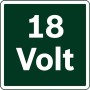 Symbol für 18 Volt Akku-System, passend für Bosch Akku-Rasentrimmer.