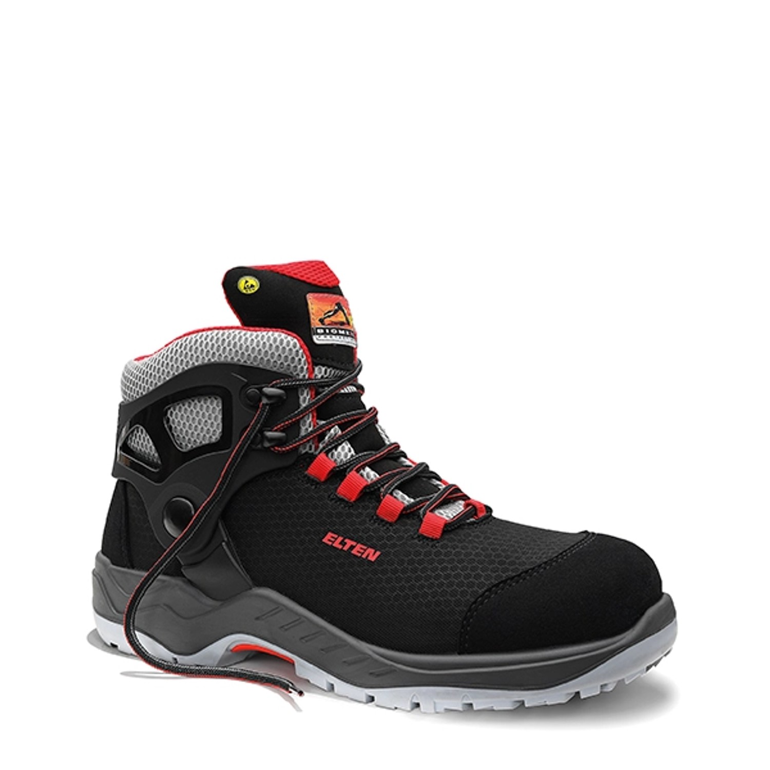 Elten Sicherheitsschnürstiefel Arturo Black-Red Mid Esd S3 Gr. 40