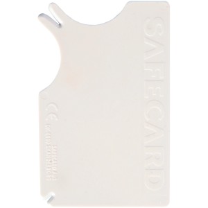 Weiße Jollypaw Safecard Zeckenentferner Karte (8x5cm) zur Zeckenentfernung.