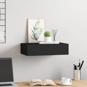 Schwarzes Wandregal mit Schublade (40x23,5x10 cm) von vidaXL. Praktisches Regal für Wohnzimmer und mehr.