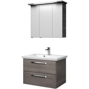 Pelipal Badmöbel-Set Trentino, 80 cm, Graphit: Waschtisch mit Unterschrank und Spiegelschrank.
