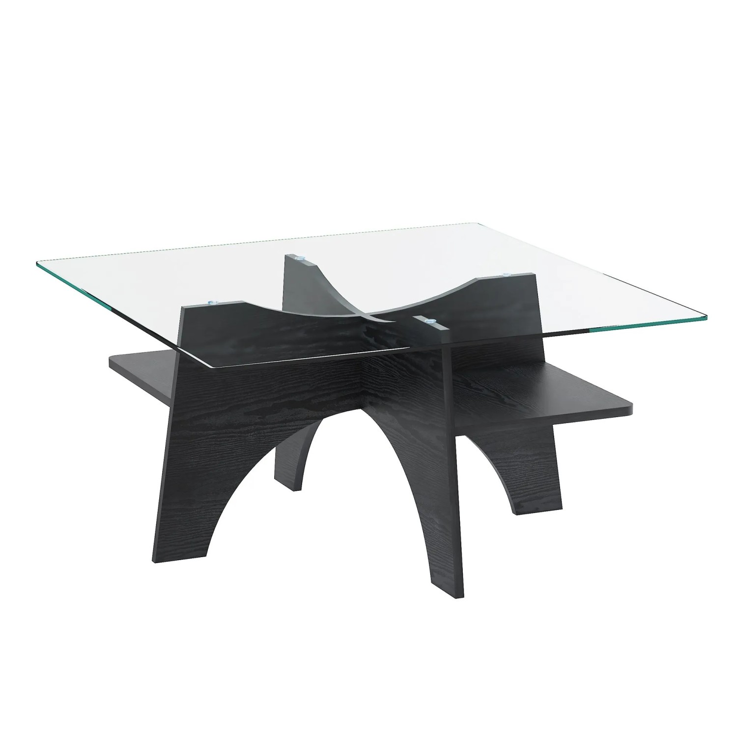 okwish Beistelltisch mit Sicherheitsglas Quadratisch Wohnzimmer Büro 80x80x40cm Schwarz