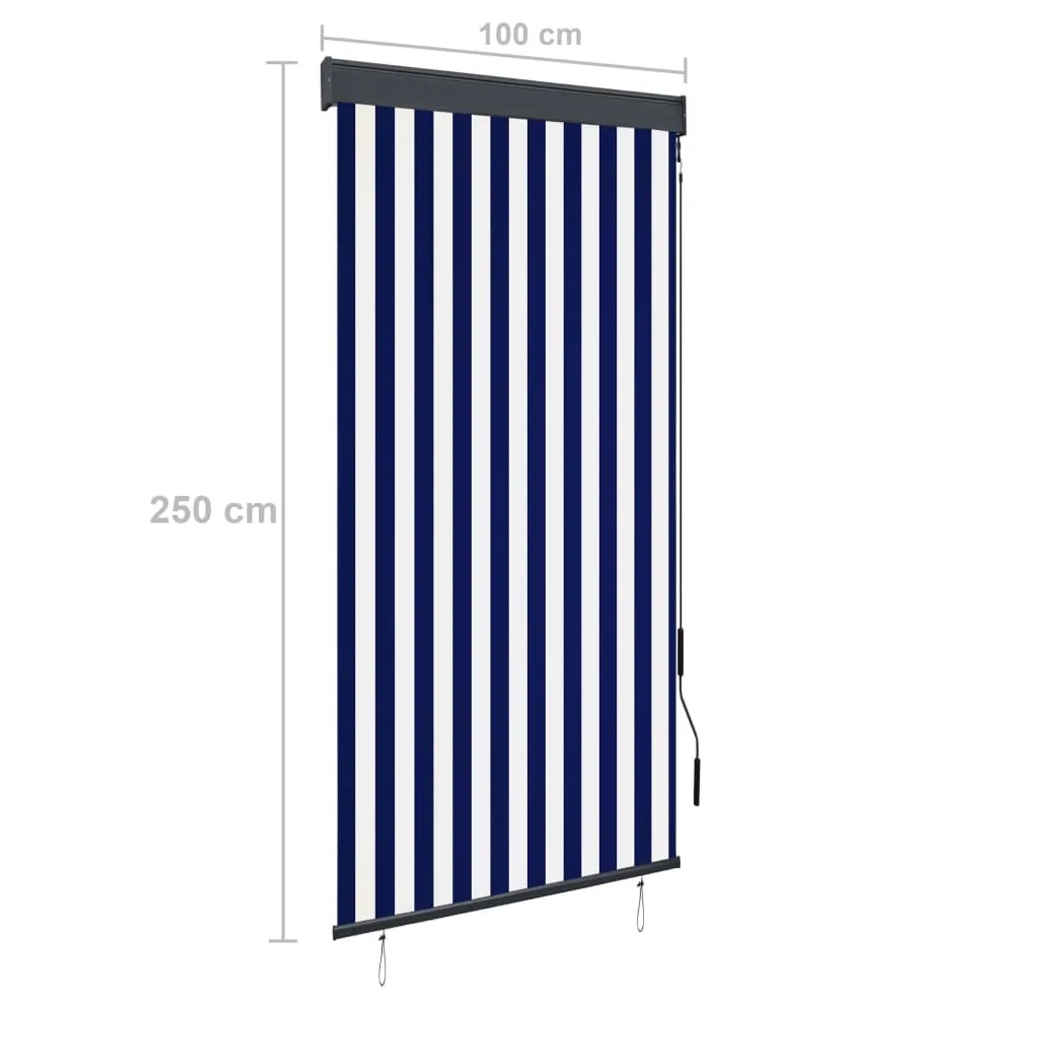 vidaXL Außenrollo, 100x250 cm, blau-weiß gestreift, für Balkon & Terrasse.