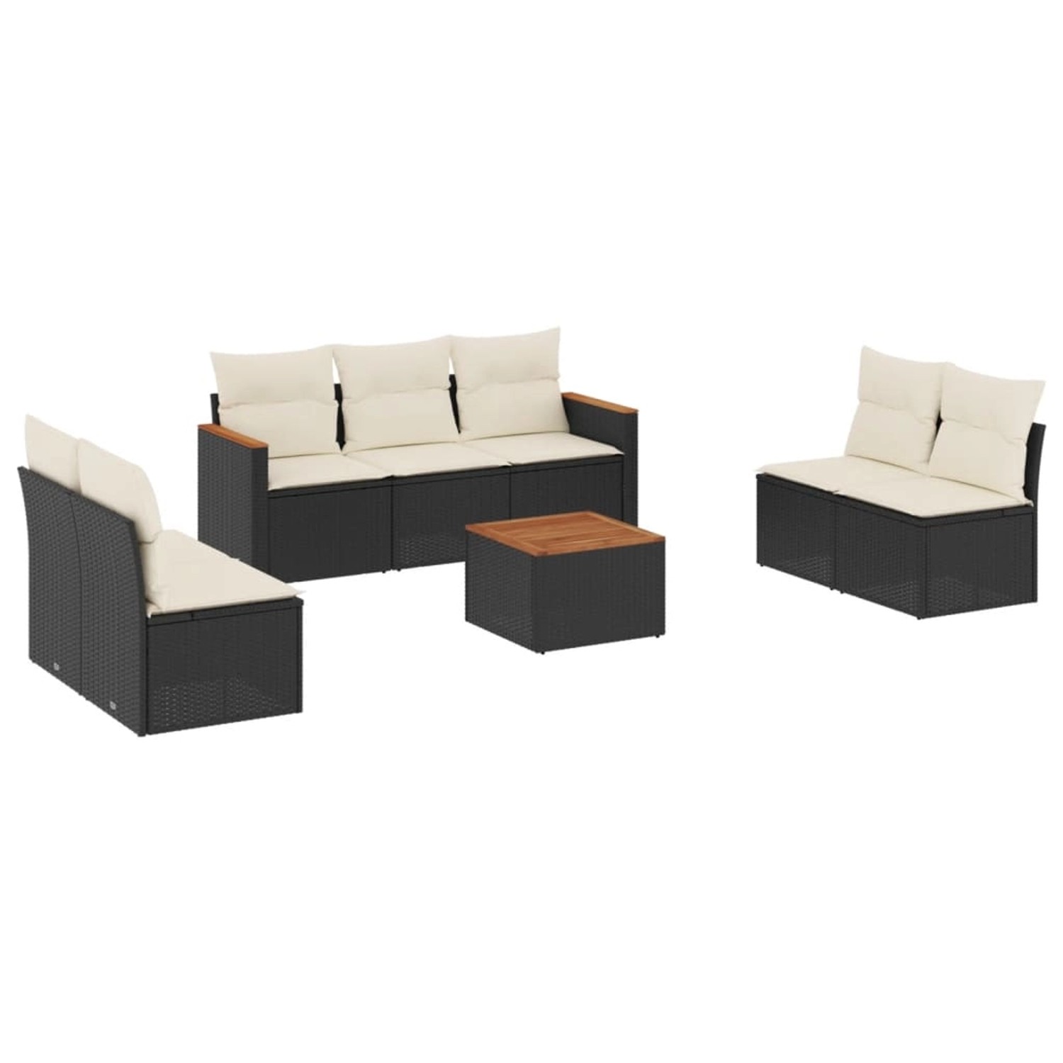 vidaXL 8-Tlg Garten-Sofagarnitur mit Kissen Schwarz Poly Rattan 3258283 günstig online kaufen