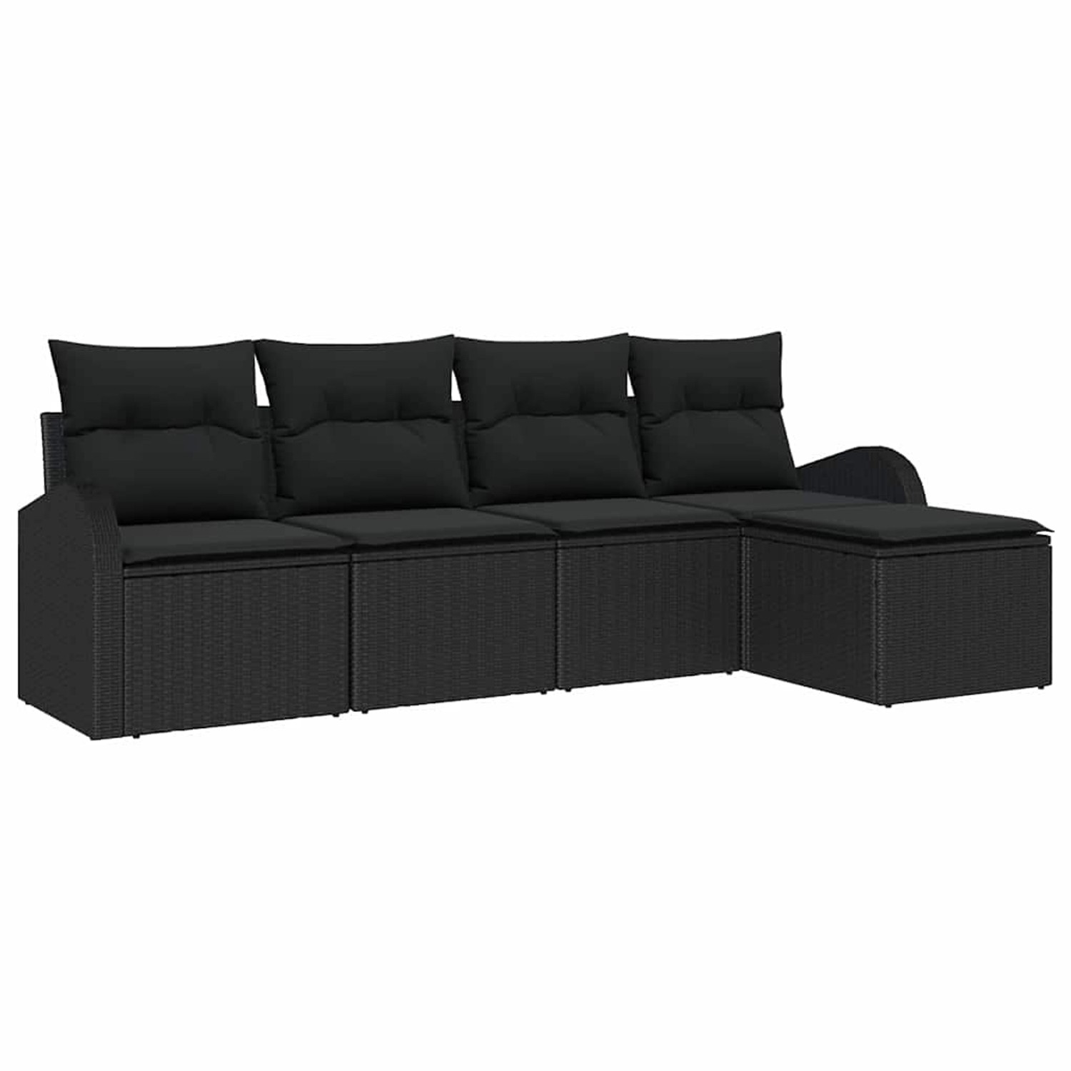 vidaXL Garten-Sofa-Set mit Kissen 5-Tlg Schwarz Poly Rattan 3354672 günstig online kaufen