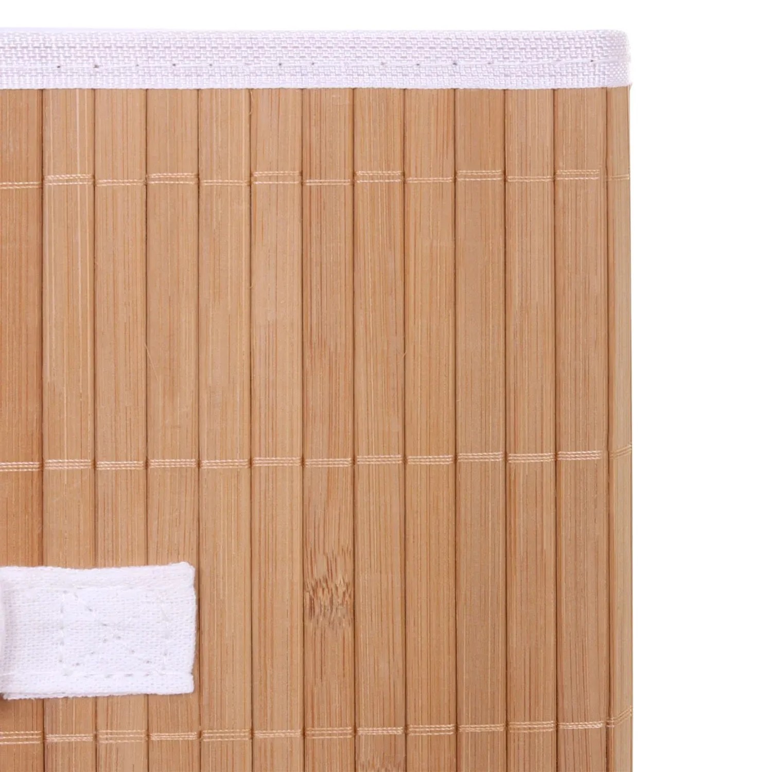 Detailansicht: Faltbox C21 aus Bambus, 4er-Set. Aufbewahrungsbox mit Tragegriff.