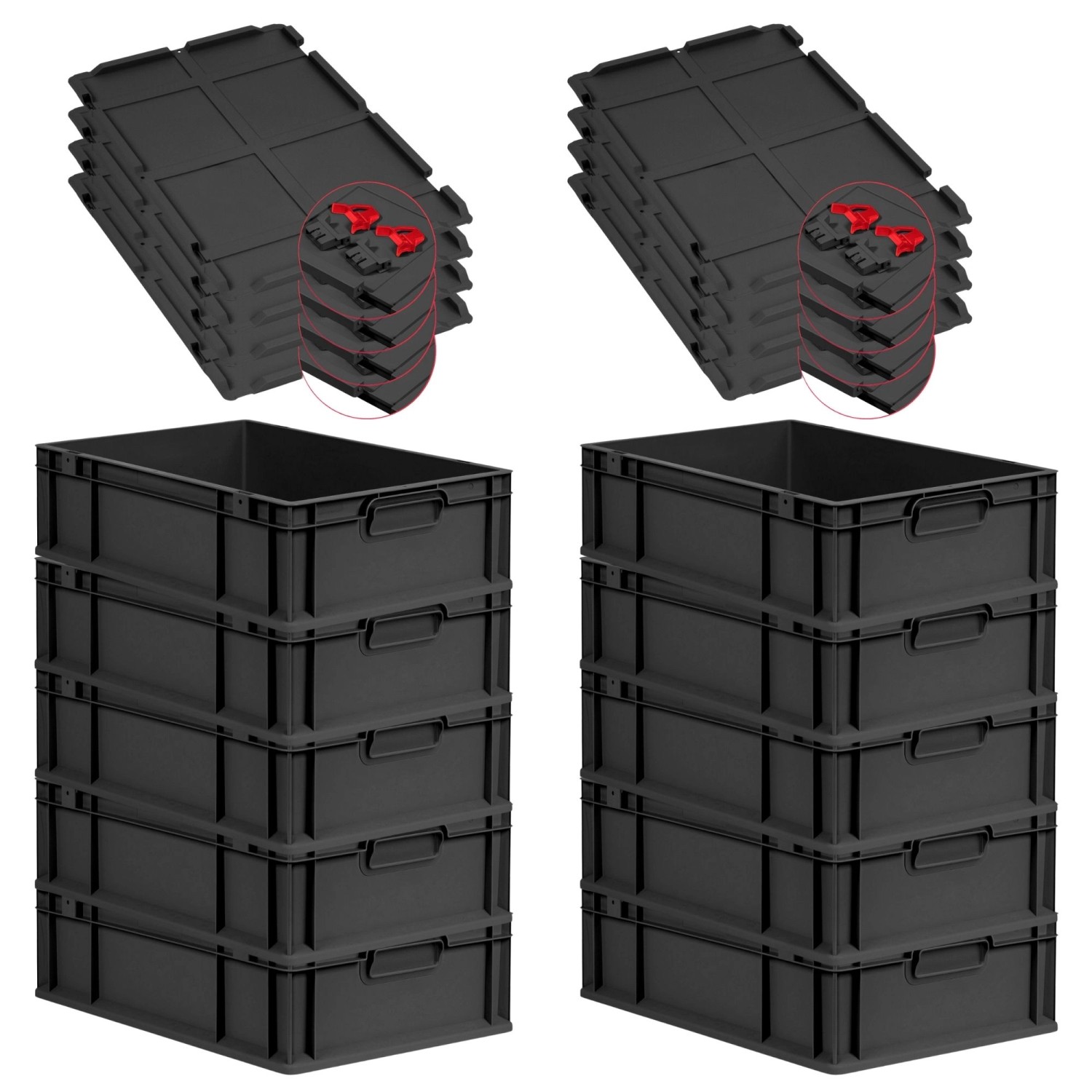 PROREGAL SuperSparSet 10x Eurobox Nextgen Grip Mit Scharnierdeckel Und Rote günstig online kaufen