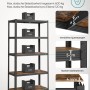 Songmics Standregal, 5 Böden, braun-schwarz, 50x100x200 cm. Robustes Regal für Werkstatt, Keller oder Lager.