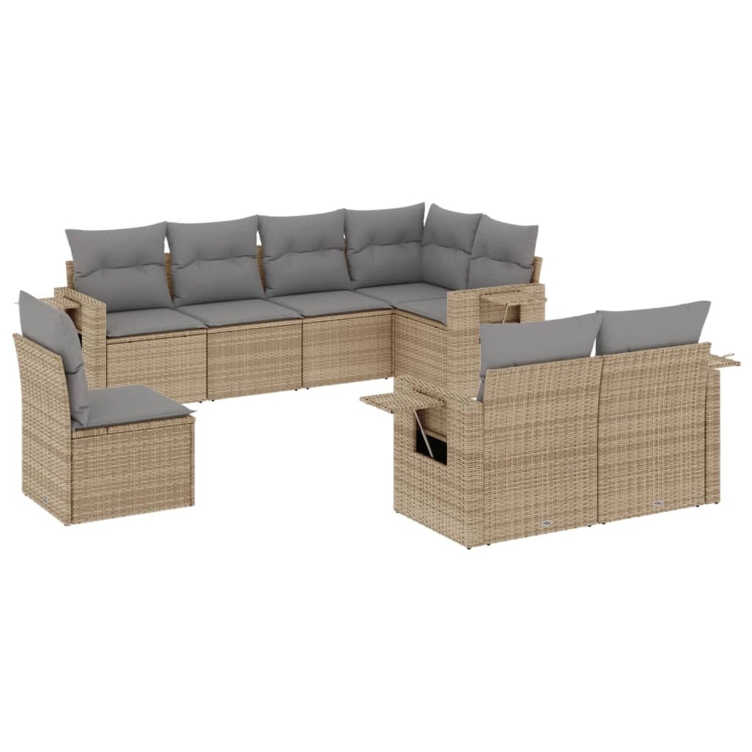 vidaXL 8-Tlg Garten-Sofagarnitur mit Kissen Beige Poly Rattan 3220438 günstig online kaufen