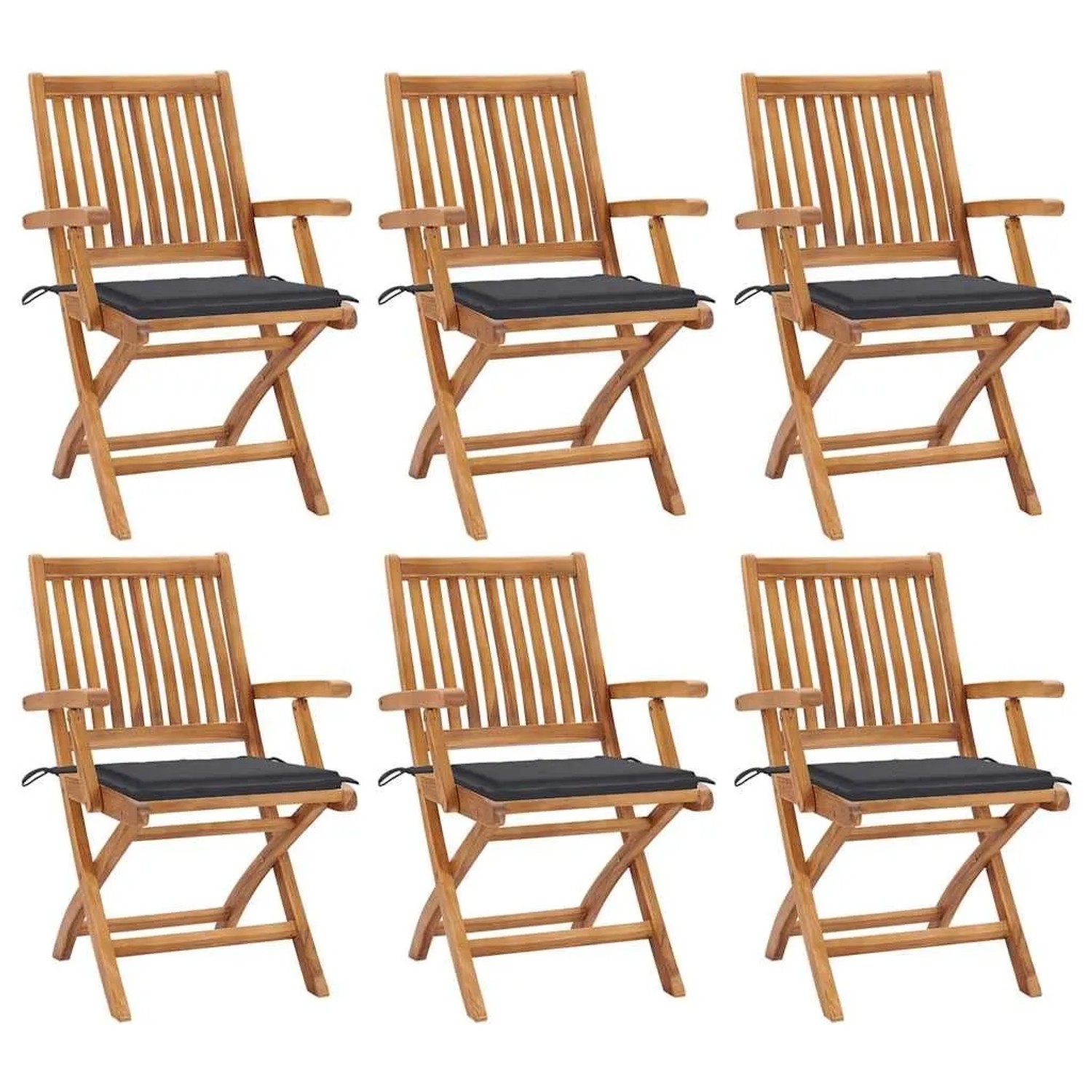 vidaXL Klappbare Gartenstühle mit Kissen 6 Stk Massivholz Teak 3072750 günstig online kaufen