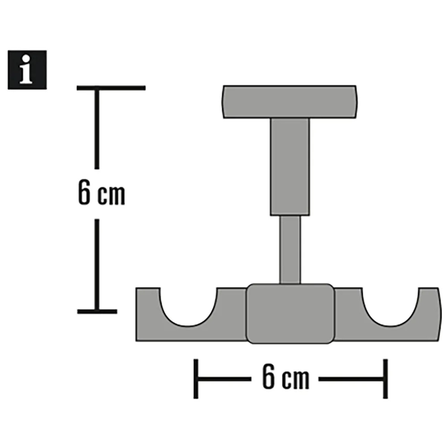 Gardinia Deckenträger Europa, silber-antik, Maße: 6x6 cm, für 1- oder 2-läufige Gardinenstangen.