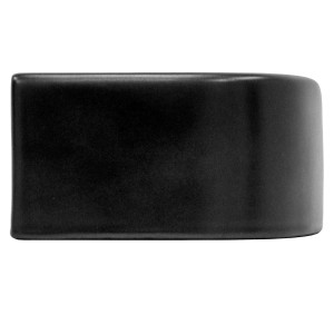 Modernes, kleines ML-Design Handwaschbecken aus schwarzer Keramik mit Hahnloch rechts.