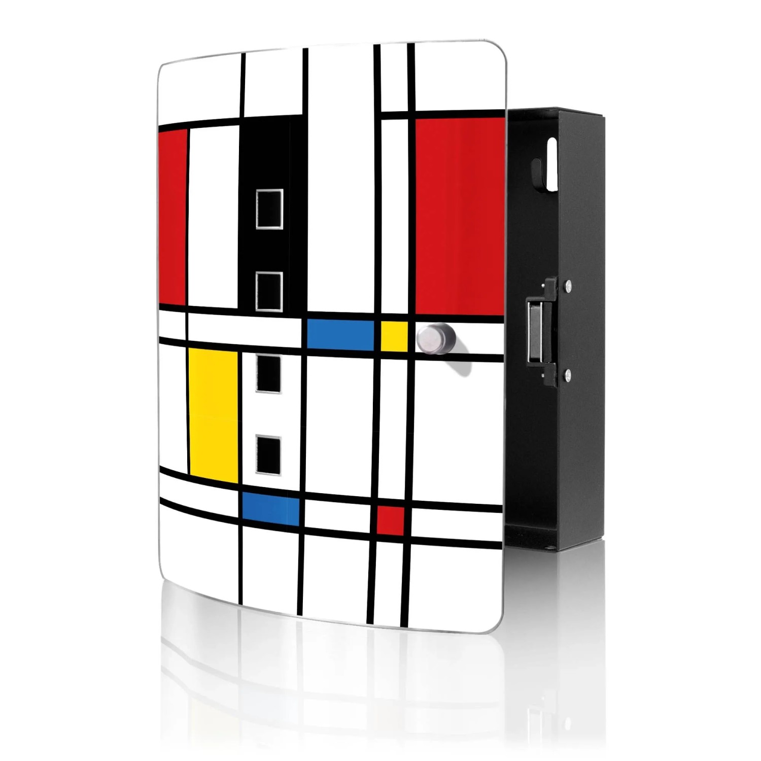 Banjado Design Schlüsselkasten Aus Edelstahl Für 10 Schlüssel 24x21,5x7cm Mit Magnetverschluss Motiv Rot Gelb Blau