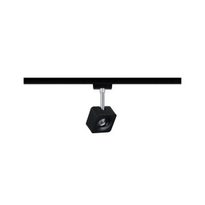 Paulmann URail LED-Spot Cube, schwarz matt/Chrom, 8W, dimmbar, für Schienensysteme.