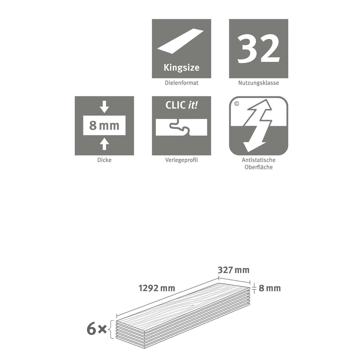 Egger Laminat Rillington Eiche Dunkel, 6 Dielen Kingsize Format, 8mm stark mit Clic it Verlegesystem.