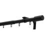 Schwarzes, ausziehbares Gardinia Gardinenstangen-Set Thasos (Ø 19/22 mm, 190-360 cm) mit Zubehör.