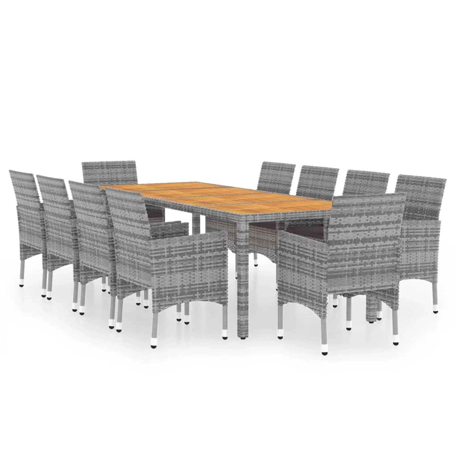 vidaXL 11-tlg Garten-Essgruppe Poly Rattan Grau Modell 11 günstig online kaufen