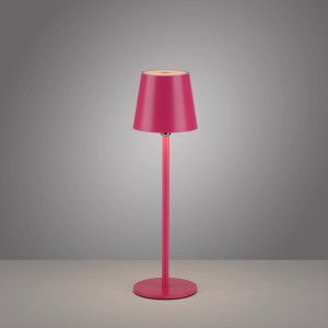 Pinke Akku-LED-Tischleuchte Boteria, 37cm hoch, für Innen & Außen. Dekorative Außenleuchte.