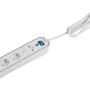 Weiße Tischsteckdosenleiste mit 4 Steckdosen und USB-Anschlüssen.